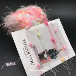 100g Plush Yarn with glitter silk Fancy Crochet Yarn Pompom Knitting Yarn Pink Yarns for Knitting and Crochet thread yarnie