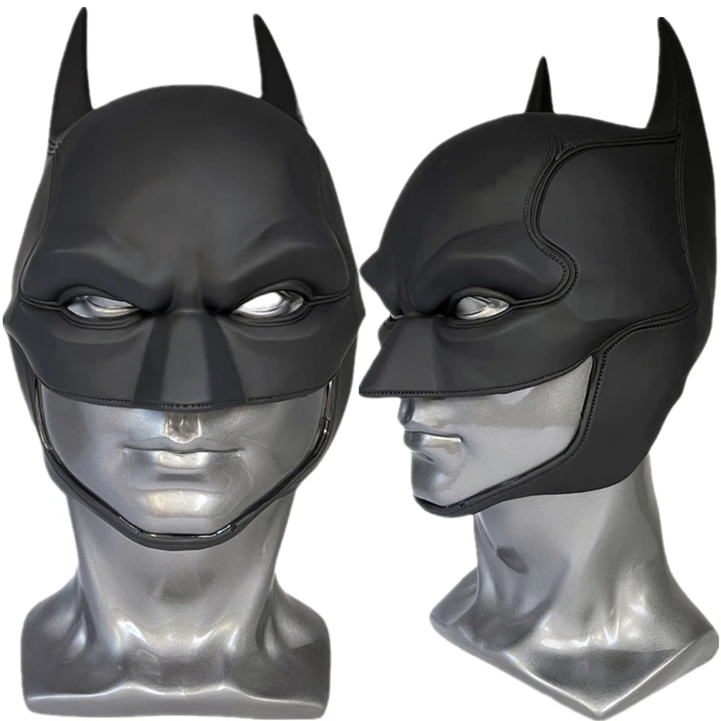 Movie Superhero Bruce Wayne Cosplay Costume PVC Latex Mask Helmet Halloween Unisex Prop