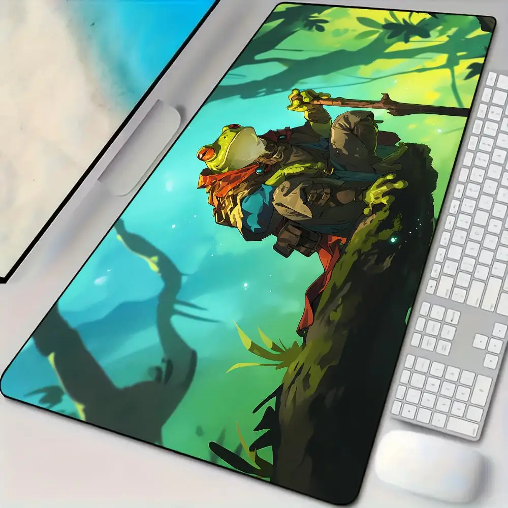 

Vigorous frog warrior magic mat anime Mouse Pad Desk Mat with Stitched Edge non-Slip rubber base pc accessories Gaming mat rug
