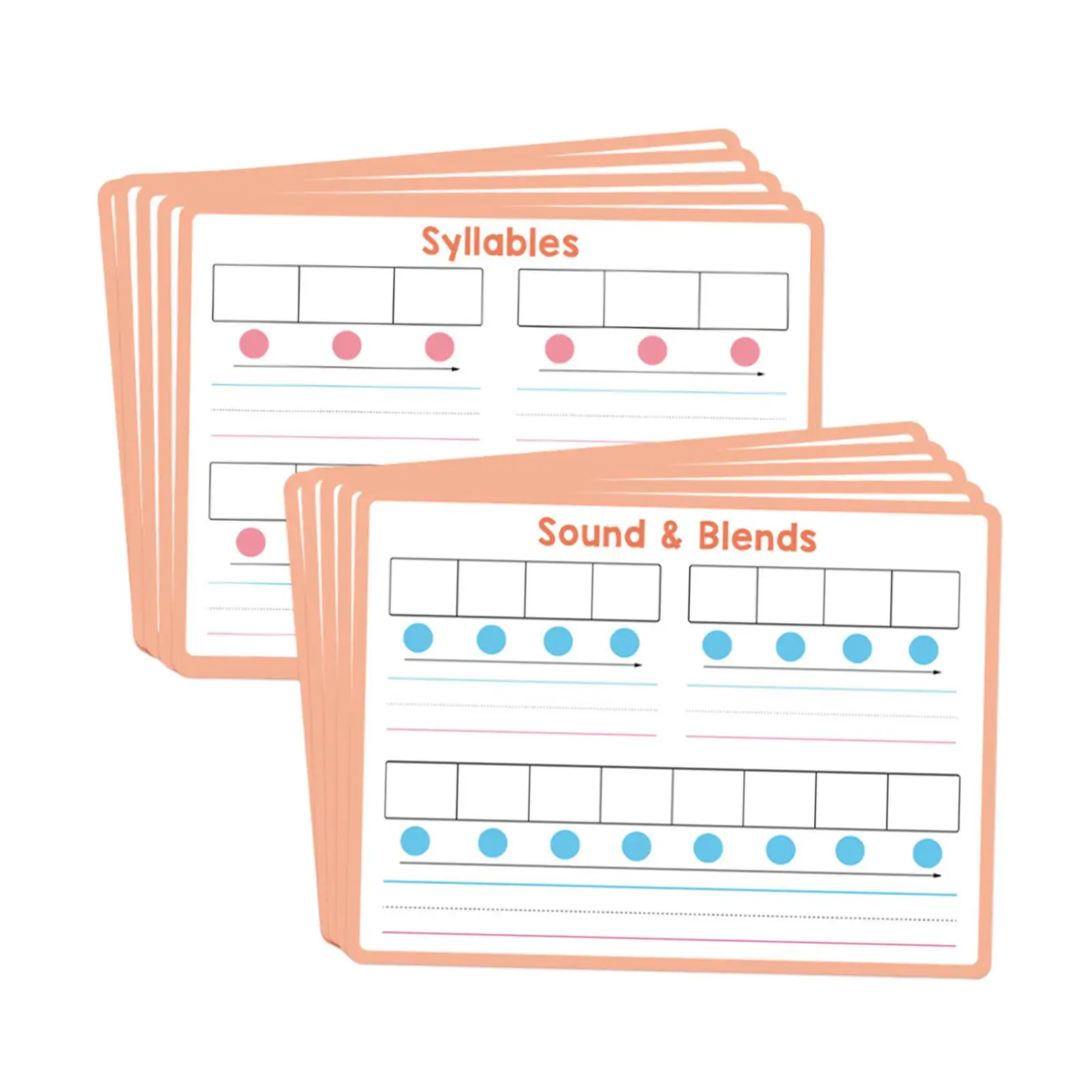 10 Wipe-Off Sheets for Small Whiteboard, Speech Games, Sound Blends for