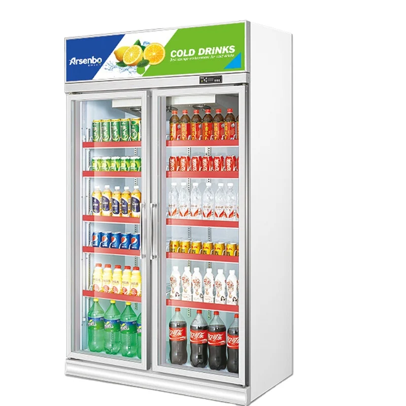 Commercial Vertical Upright Drink Freezer Display Beverage Cola Cooler Refrigerator Glass Door Showcase Chiller 2025