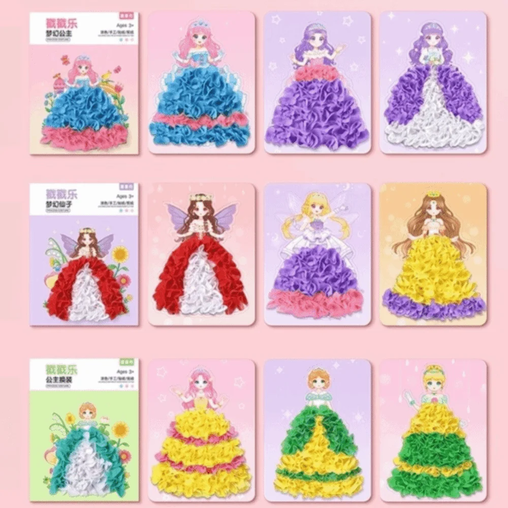 DIY Craft Puncture Painting Kit Creative Puzzle Sticker Set Princess Theme Poke Art Card Board Poke Board Puzzle Painting Card