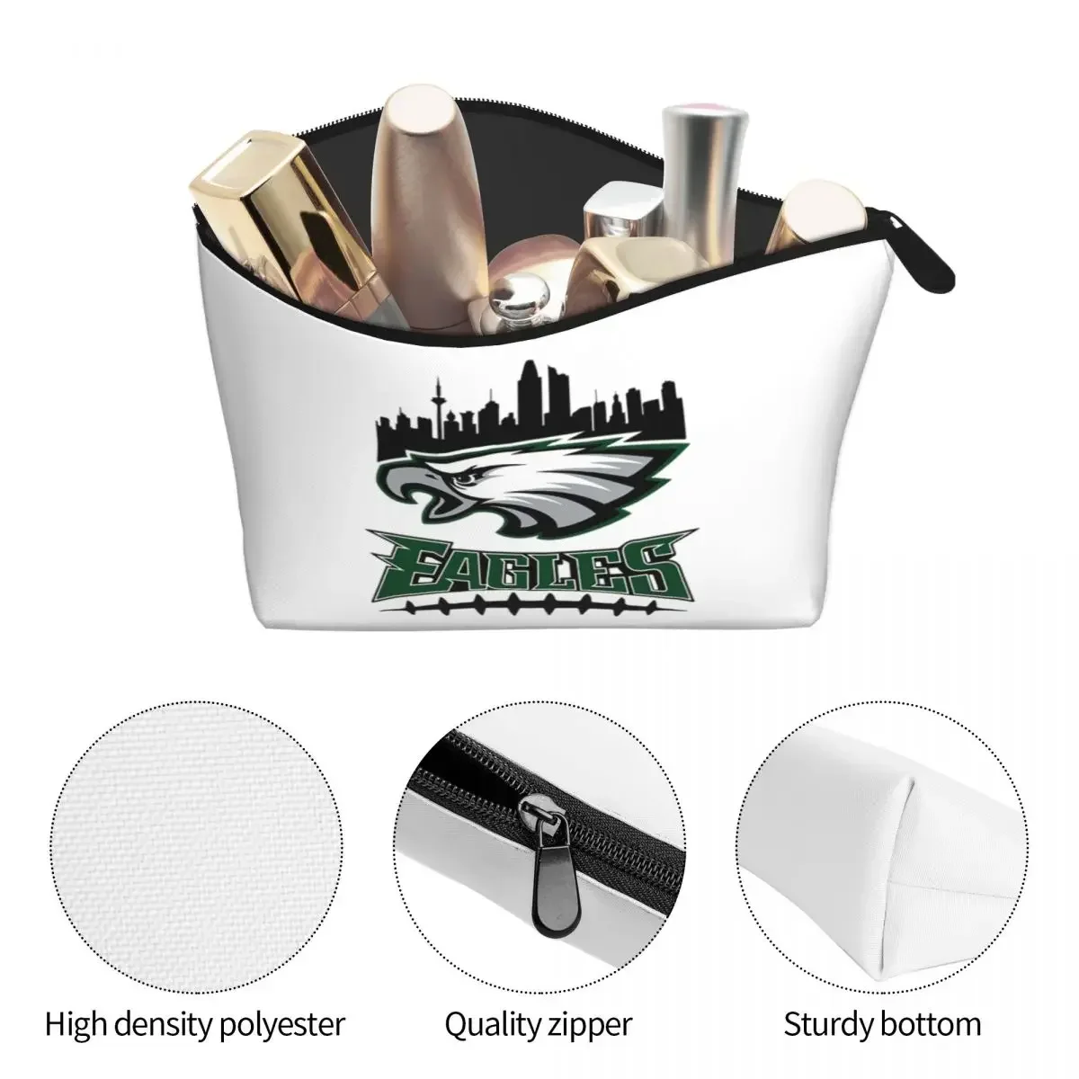 Popular Eagles Philadelphia Women Cosmetic Bags Travel Makeup Organizer Pouch Toiletry Storage Dopp Kit Box