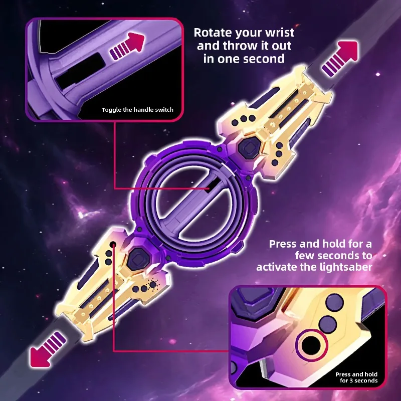 Feuer-Spin Doppelklingen-Lichtschwert - LED Leuchtendes Spielzeugschwert mit Typ-C-Ladung, Cooles Kinder-Fantasie-Spielzeug