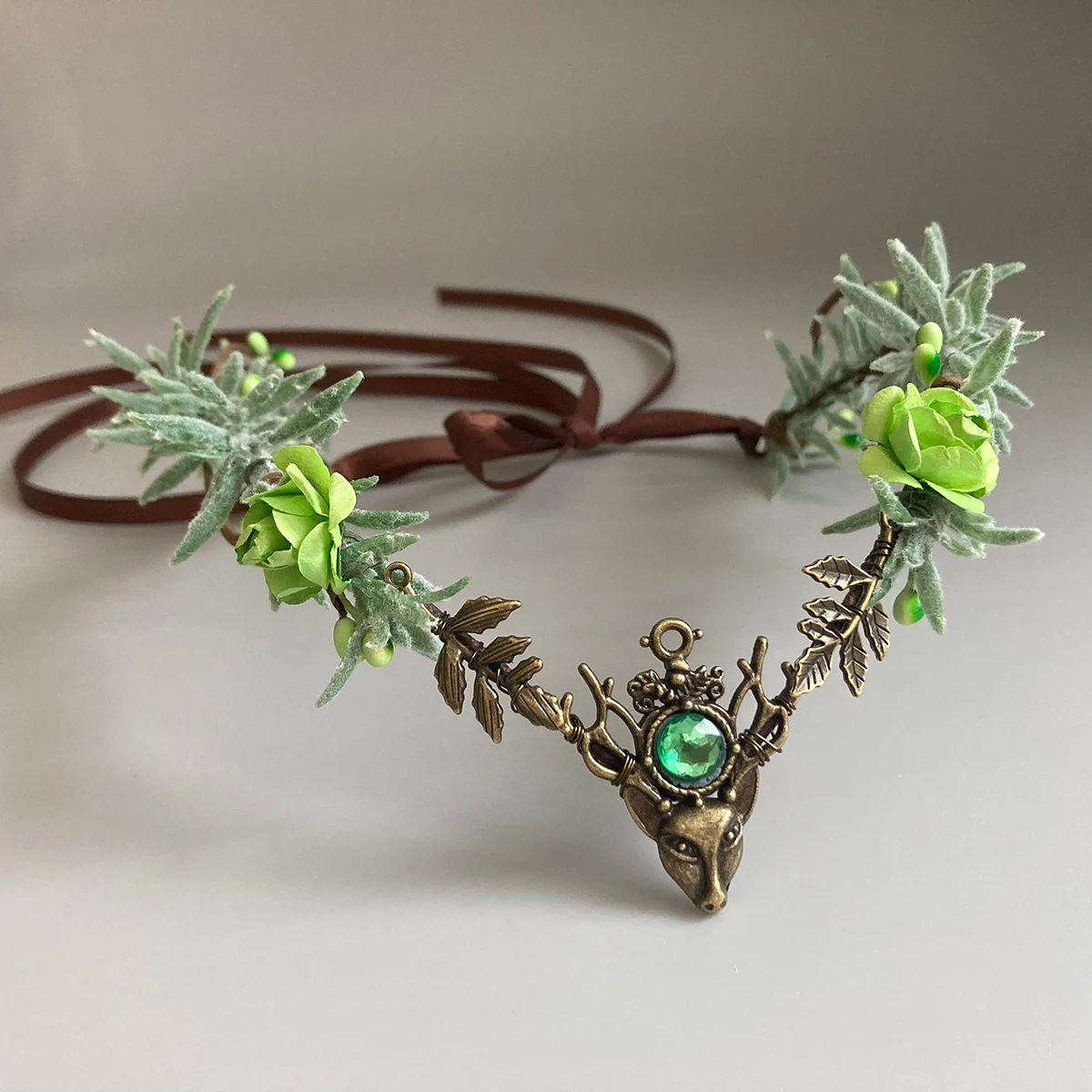 Fairy crown with antlers Elf crown antlers Woodland elven tiara Druid crown Elf circlet with horns Elvish circlet