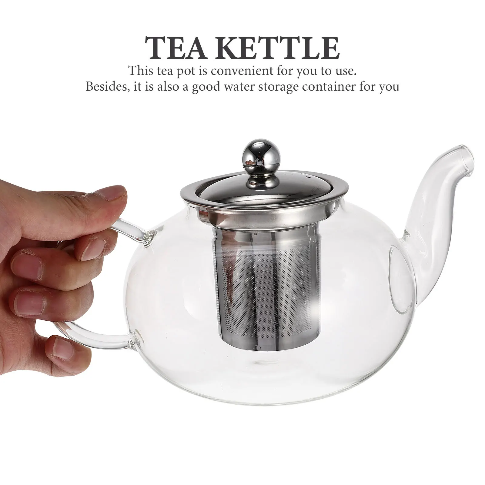 

Glass Teapot High Grade Stainless Steel Infuser Portable Transparent Tea Kettle Home Supplies Loose Leaf Blooming Tea