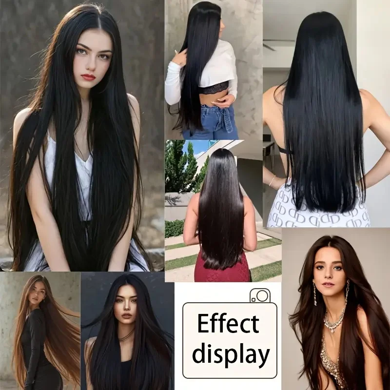 32Inch/40Inch Synthetic Long Straight Hair Extension 5 Clips-in Hair Black Brown Natural Invisible Hairpiece for Women image 6