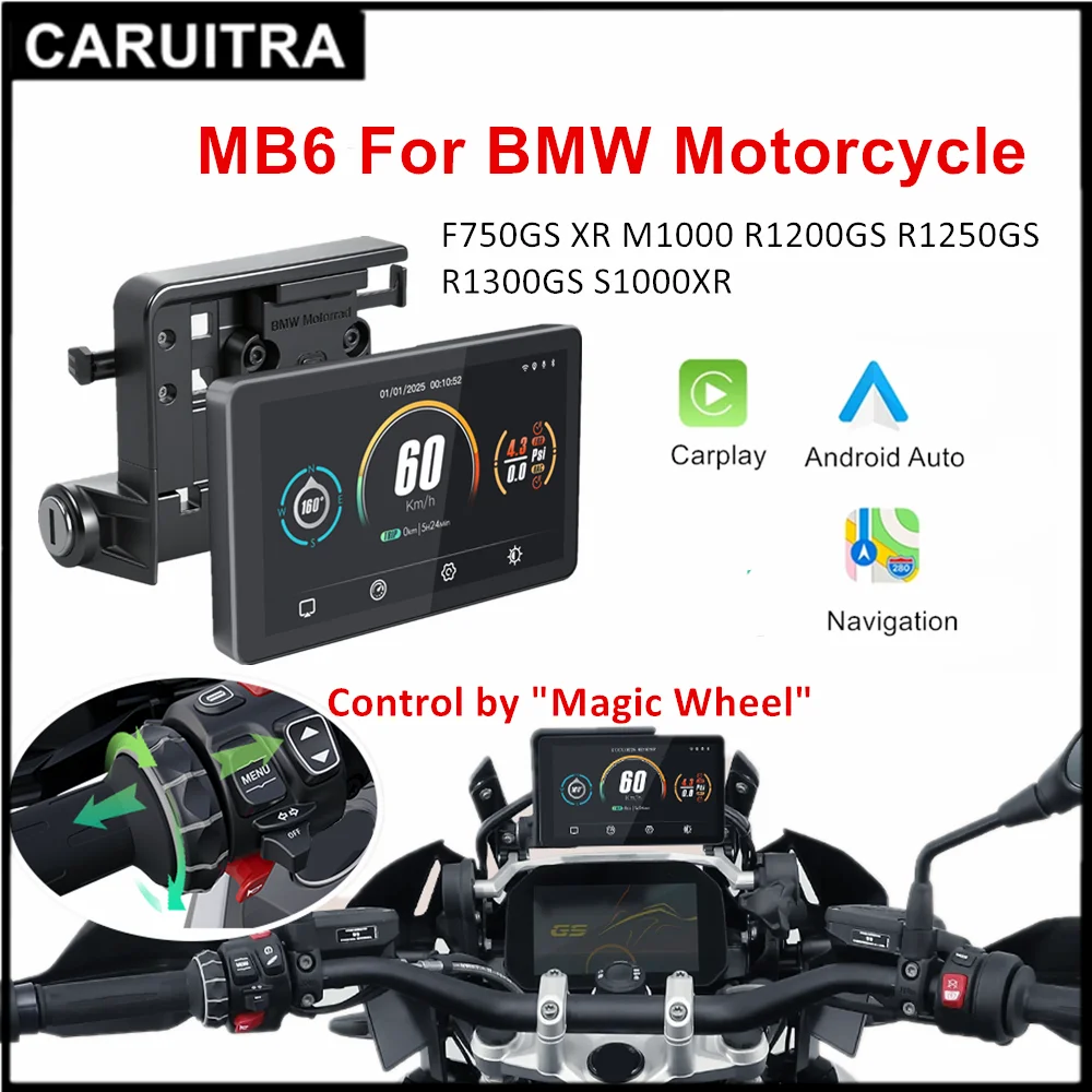 

6" Motorcycle Wireless CarPlay Android Auto Portable Digital Dashboard Navigation Screen Special For BMW R1200GS R1250GS R1300GS