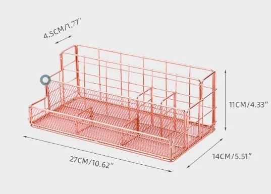 رف ملفات سطح المكتب المعدني الأنيق من Nordic - منظم مكتب متعدد الوظائف للقرطاسية ومستحضرات التجميل واللوازم، وموفر للمساحة