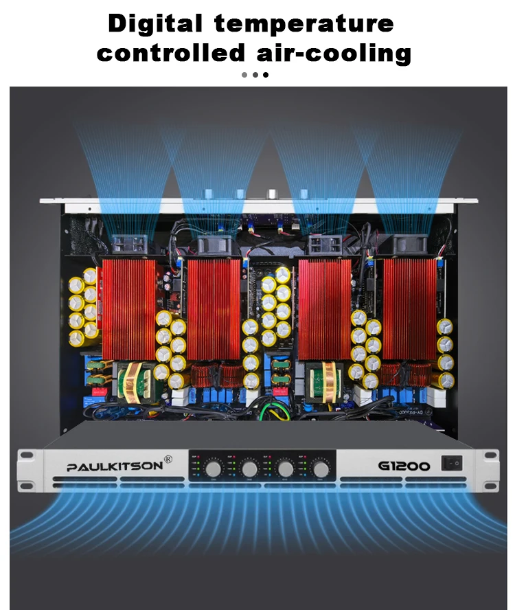 Paulkitson G1200 Professioneller Leistungsverstärker 4-Kanal 1200W×4 Hochleistungs-Audioverstärker für Club, Kirche, Live-Bühnenshows und Veranstaltungen – Detail 10