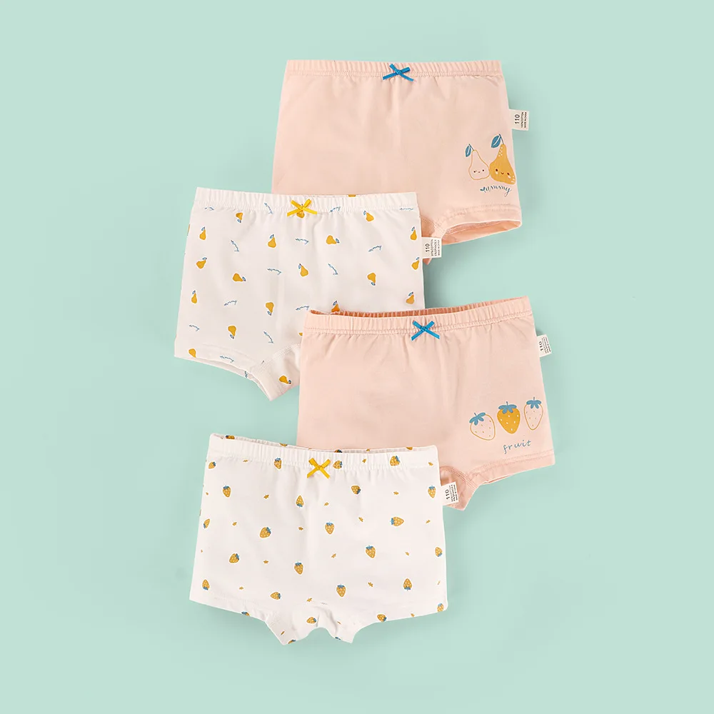 Cute Cartoon Elastic Cotton Children's Underwear Flat Corner Baby Girls' Summer Four Corner Underwear Comfortable And Breathable
