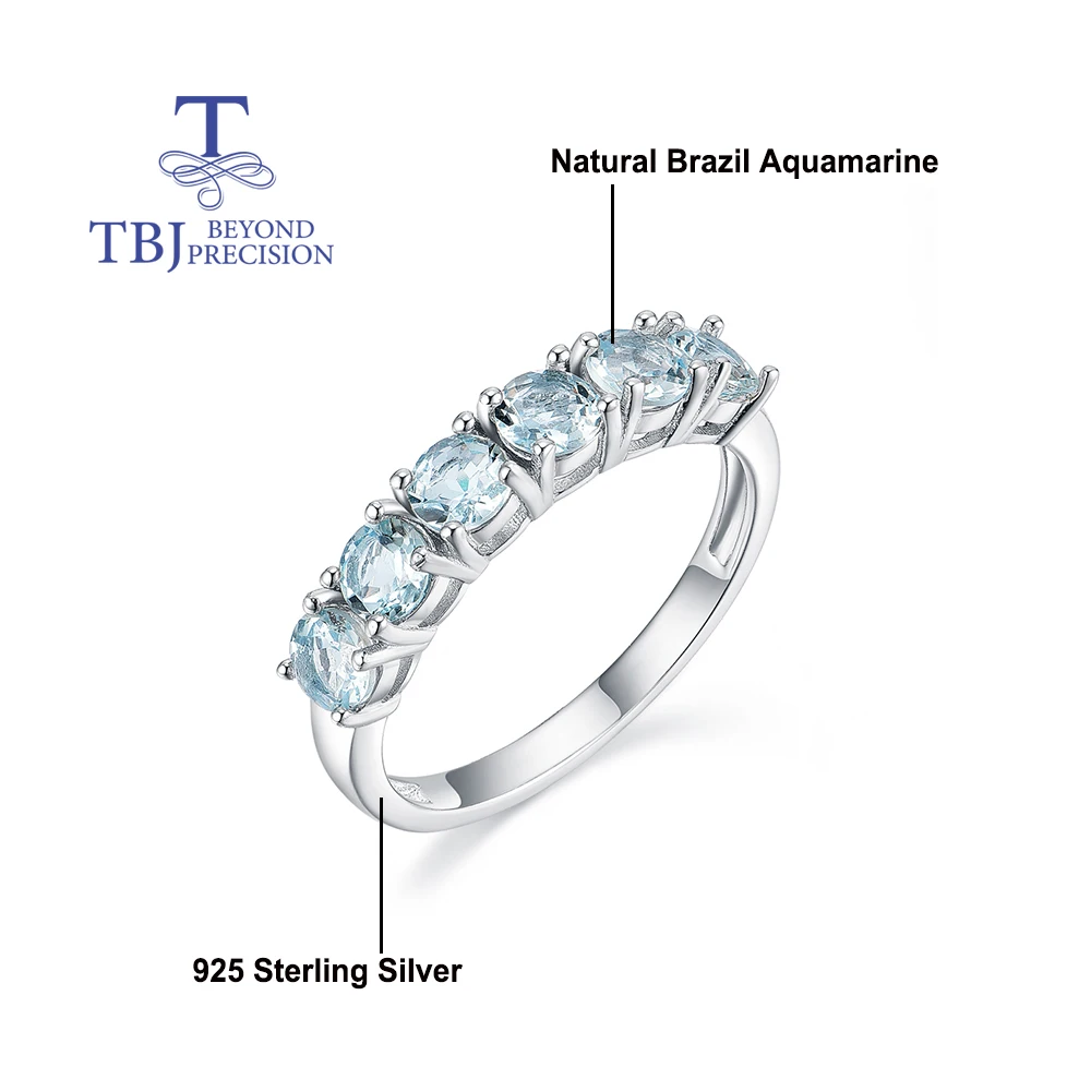 Anello acquamarina naturale brasiliana rotondo 4mm gioielli in argento sterling 925 per le donne semplice anello da indossare ogni giorno regalo per la moglie
