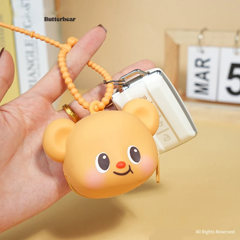 Exquisite Butter Bear Coin Wallet Earphone Bag Keychain Pendant Cartoon Lip Smile Cream Bear Animal Stereo Storage Bag Key Chain