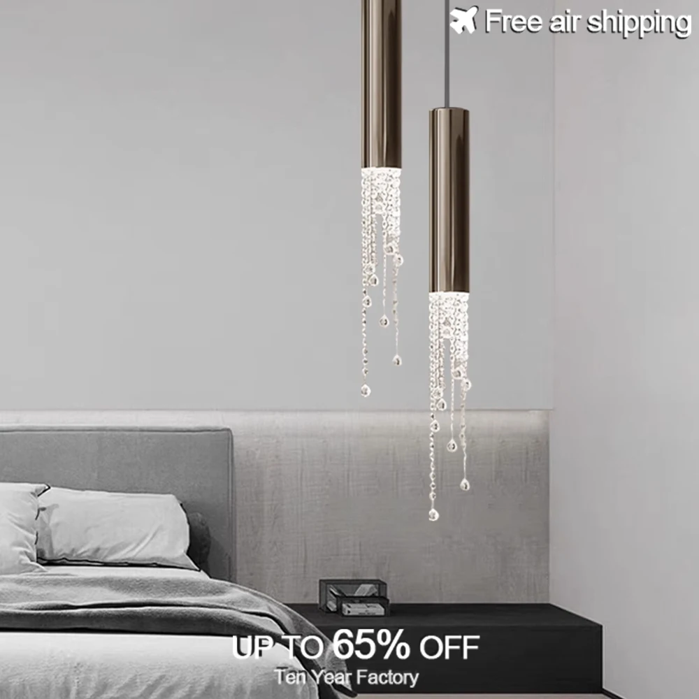 

Nordic Style Gold Chrome Metal Crystals Suspension Pendant Lighting Luminaire for Villa Staircase Living Room Home Decor