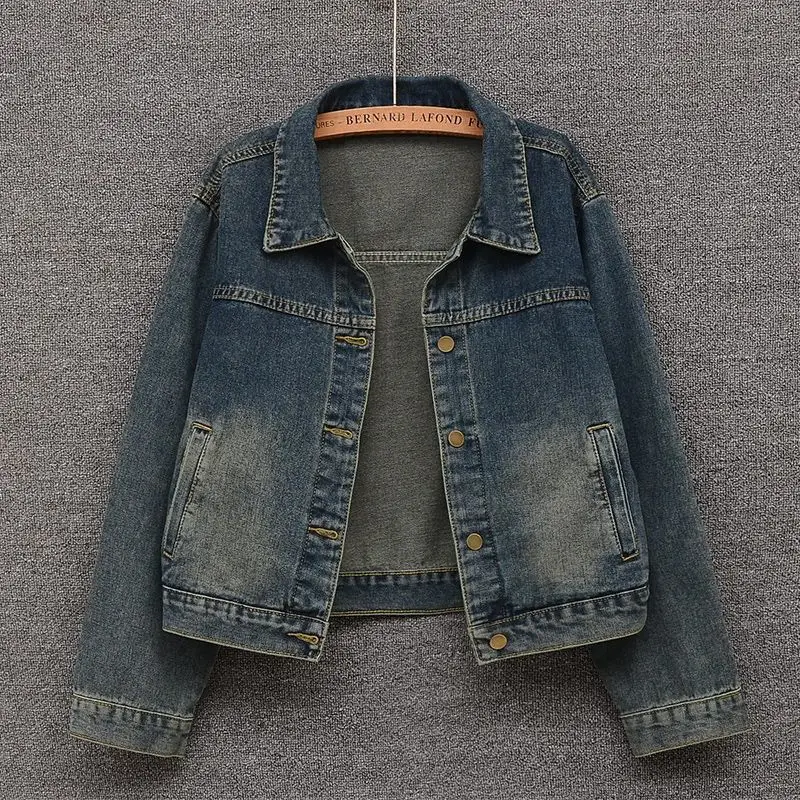 Fashion Retro Blue Denim Jacket Women's Spring 2026 New Korean Version Casual Loose Coats Top