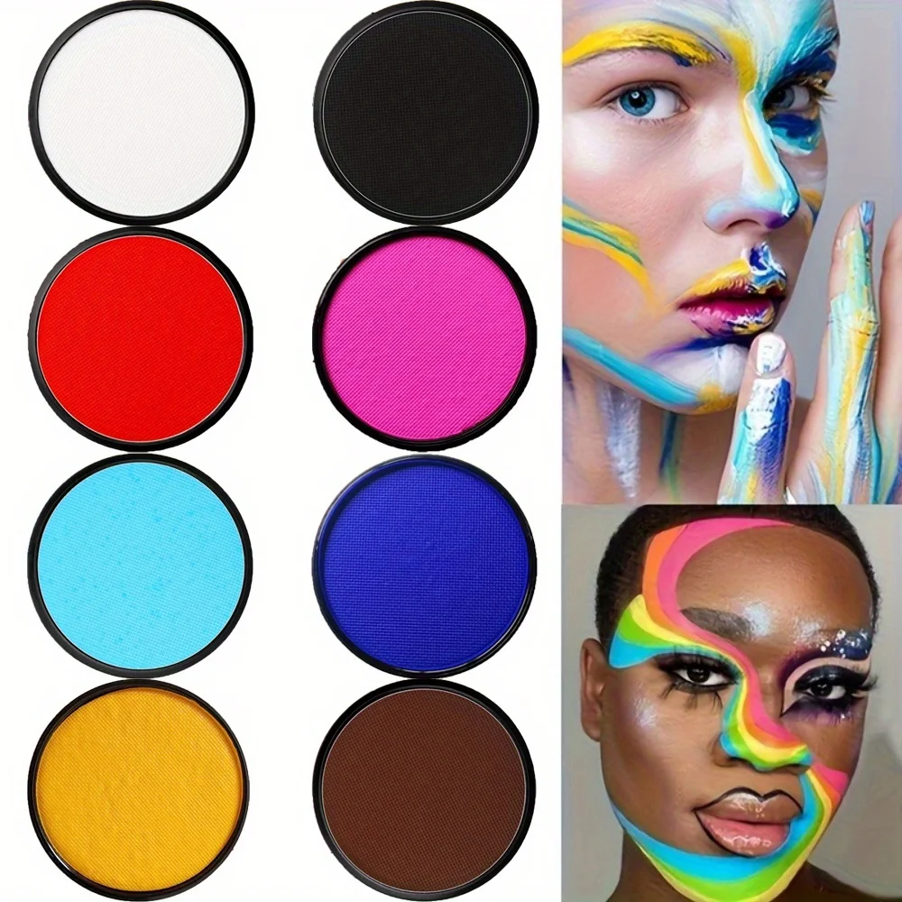 30G Watercolor Body Paint, Face & Stage Makeup, Ideal for Christmas Human Canvas, Mixed Color System, Paste Form, Long-Lasting