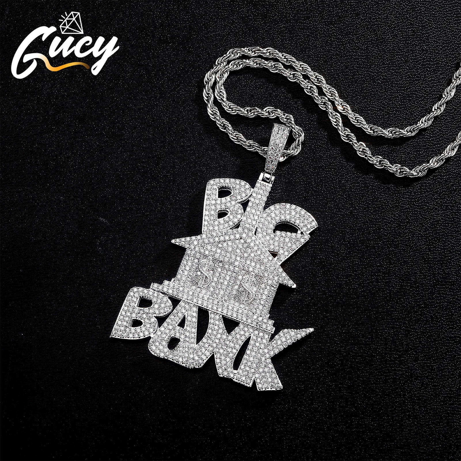 GUCY Iced Out Bling House Pendant Necklaces 5A Cubic Zircon Necklaces Men's Hip Hop Jewelry Gift