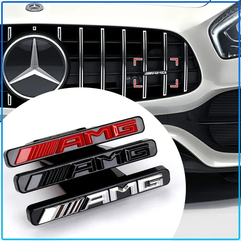 Emblema ABS AMG para Parrilla Delantera, Adhesivo para Coche, Accesorios de Modificación, Tapas para Mercedes Benz AMG W204 W213 W205 W211 W212 W176