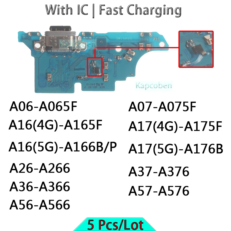 

5 Pcs/Lot Usb Dock Charger Ports for Samsung Galaxy A36 A56 A37 A57 A06 A16 A26 A07 A17 4G 5G Charging Board Module A066B A176B