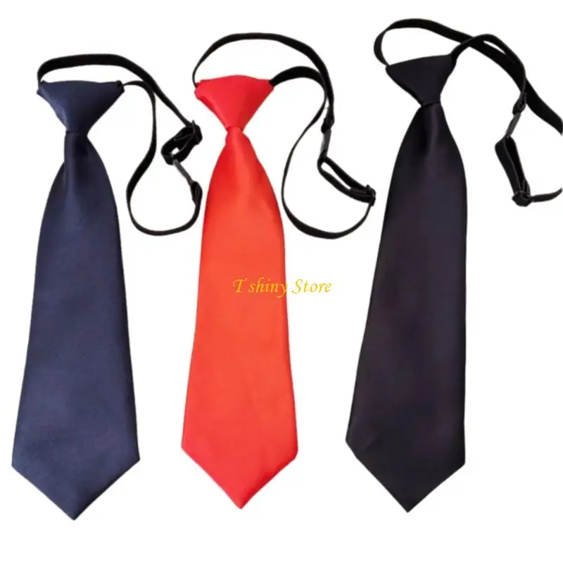 N58F Children Stretchy Neck Tie Fast Adjustable Safe Design Necktie For Boy Girl School Uniform Formal Occasion Wear