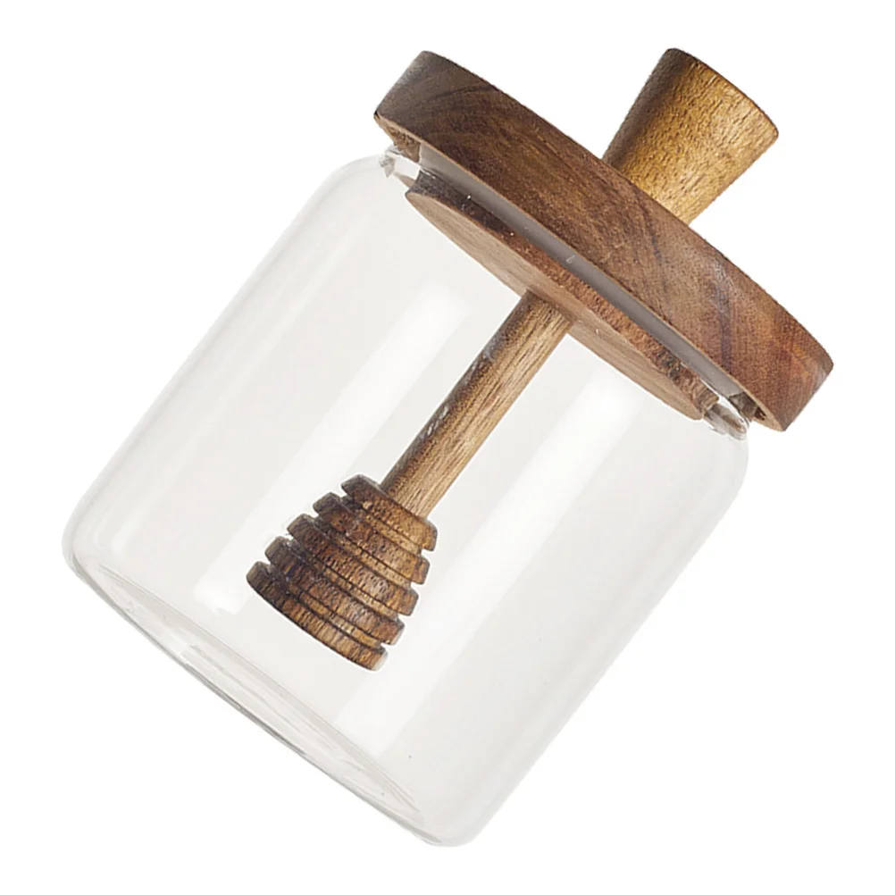 

Honeypot Glass Dispenser Clear Container Storage Jars Airtight with Dipper Pots