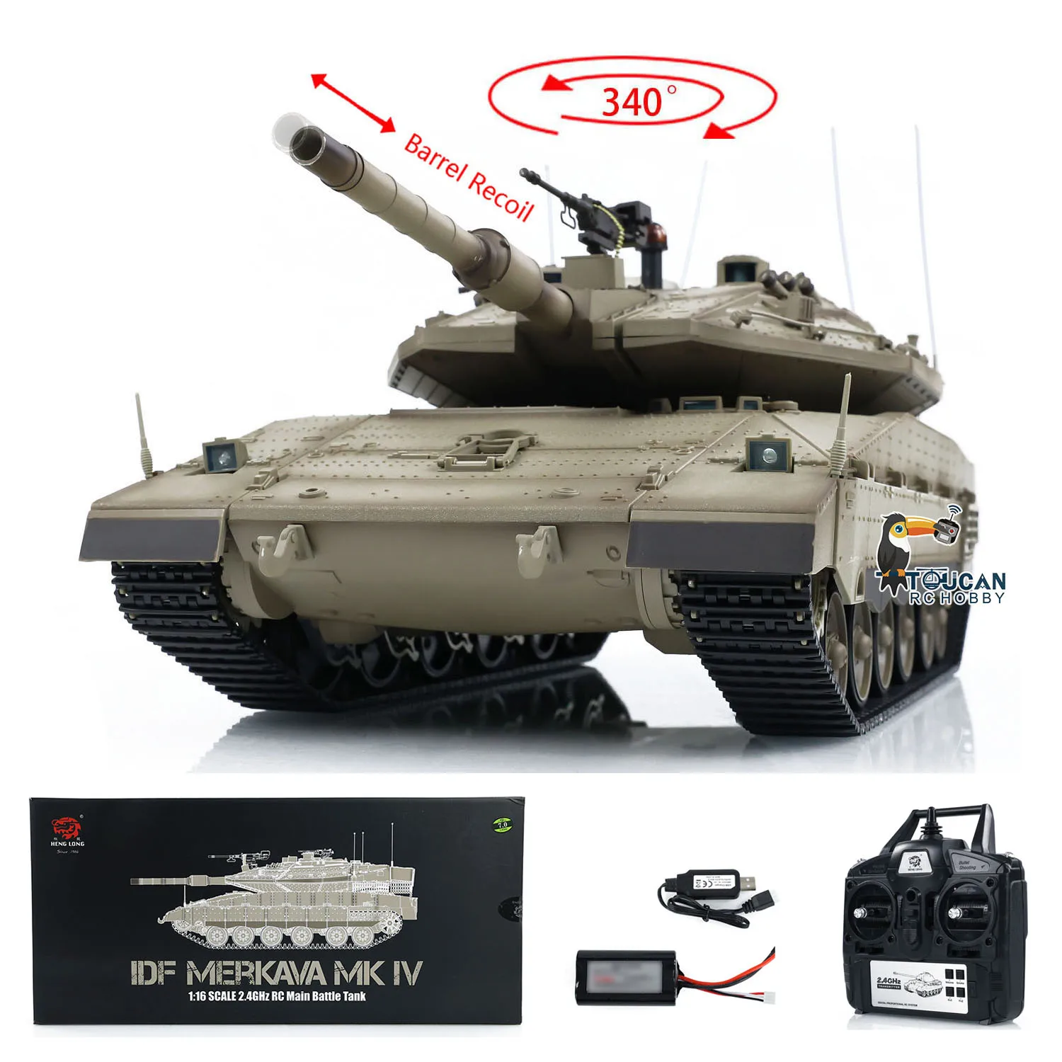 Heng long RC Tank 1/16 IDF Merkava Main Battle Military 3958-1 TK-7.0 Zdalnie sterowany model Zabawka na zewnątrz Prezent dla chłopców TH22634