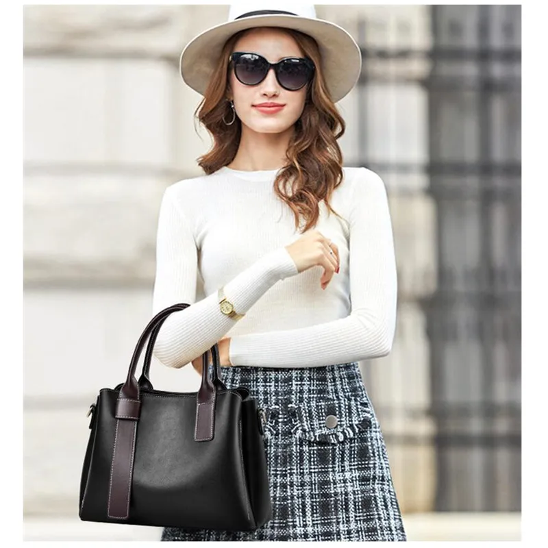 Vento Marea Black Women Handbag Fashion Design 2023 Winter New Large Capacity Lady Totes Solid Color Female Purse With 2 Strap