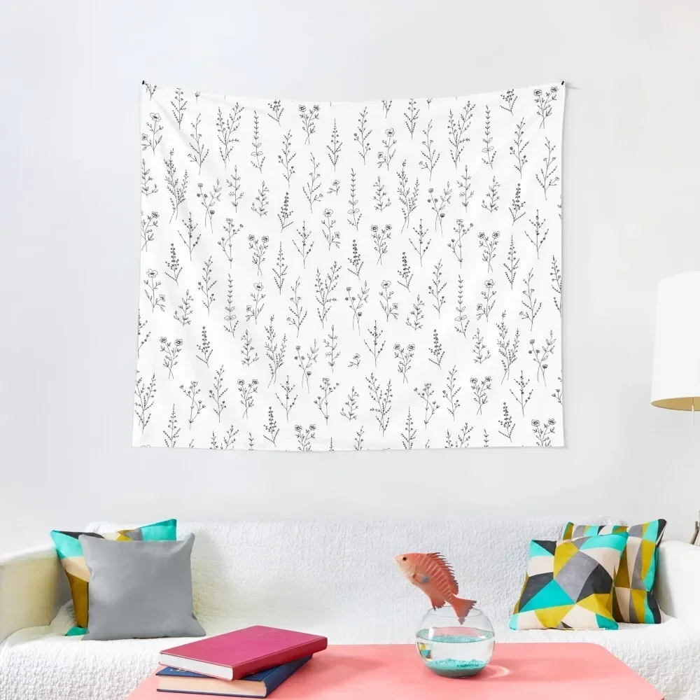 

Tiny New Wildflowers - White Tapestry Room Decor Bedroom Deco Tapestry