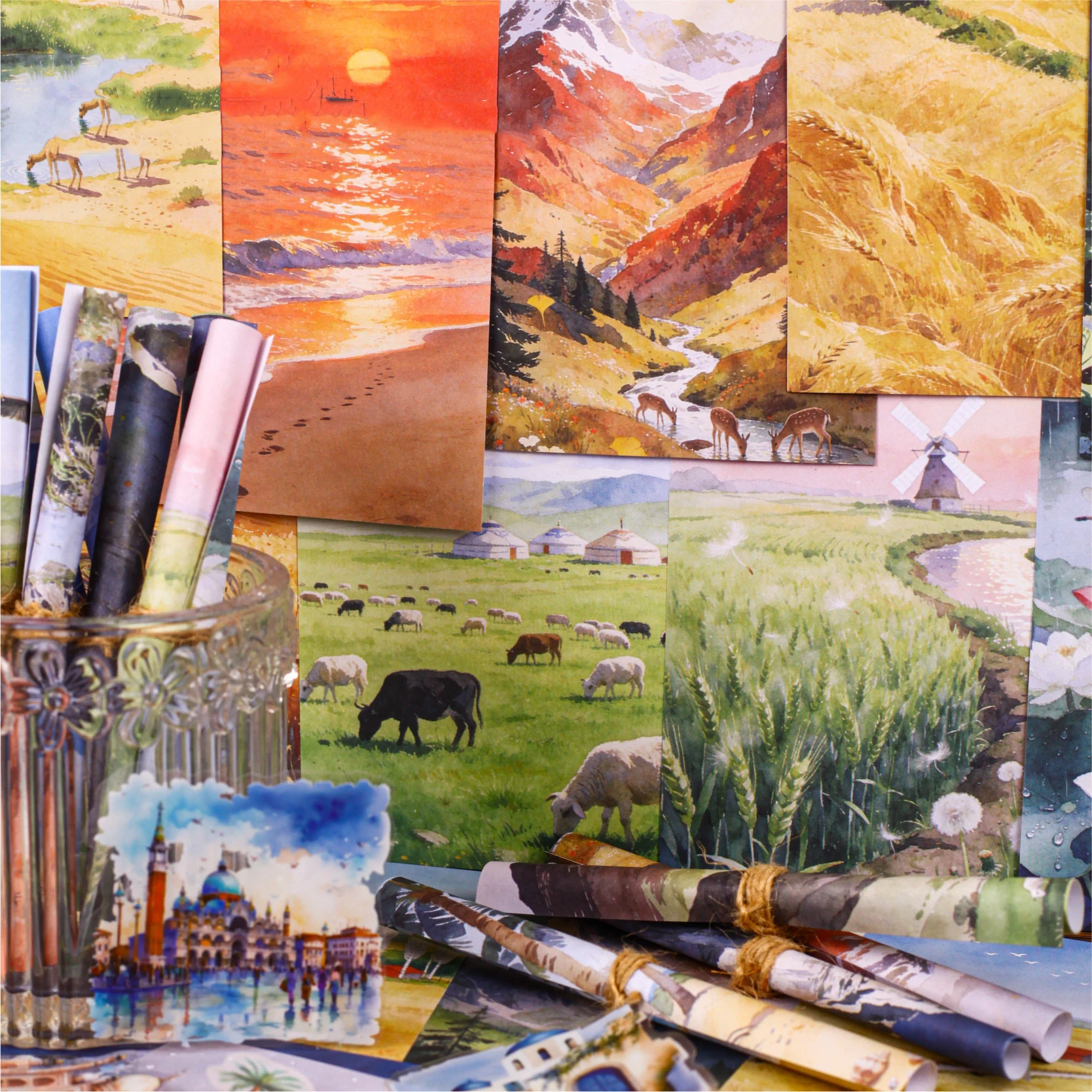 Mountain Wilderness Companion Series Vintage Travel Castle Landscape Material Creative DIY Journal Material Collage Stationery
