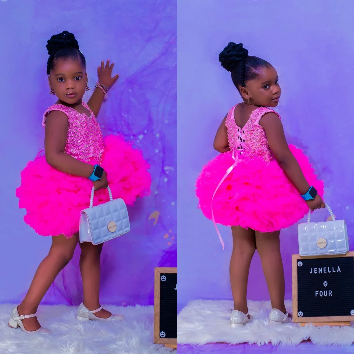 

Прекрасное розовое короткое платье для девочек на день рождения, милое платье с бисером и оборками для фотосессии, на заказ