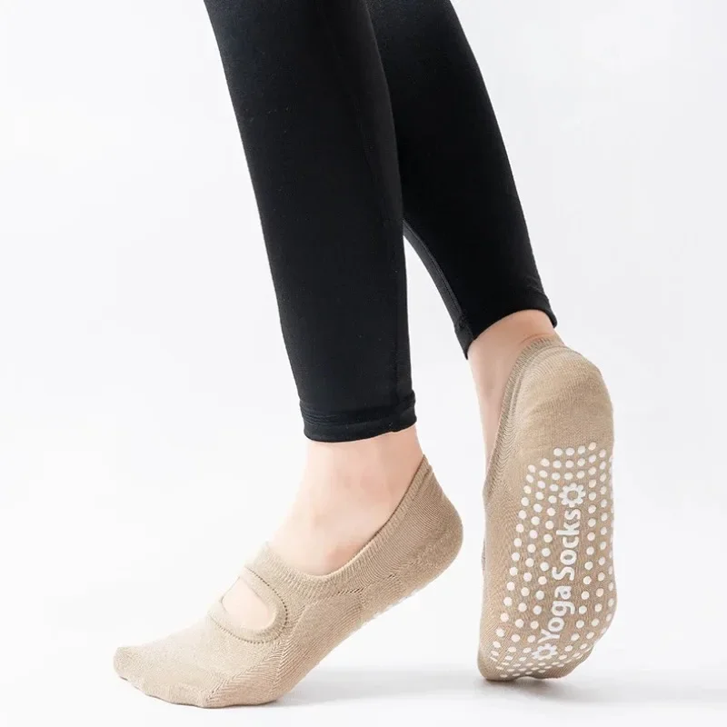 Silicone Non-slip Yoga Socks for Women Girls Large Size Backless Breathable Sports Socks Cotton Invisible Floor Pilates Socks image 3