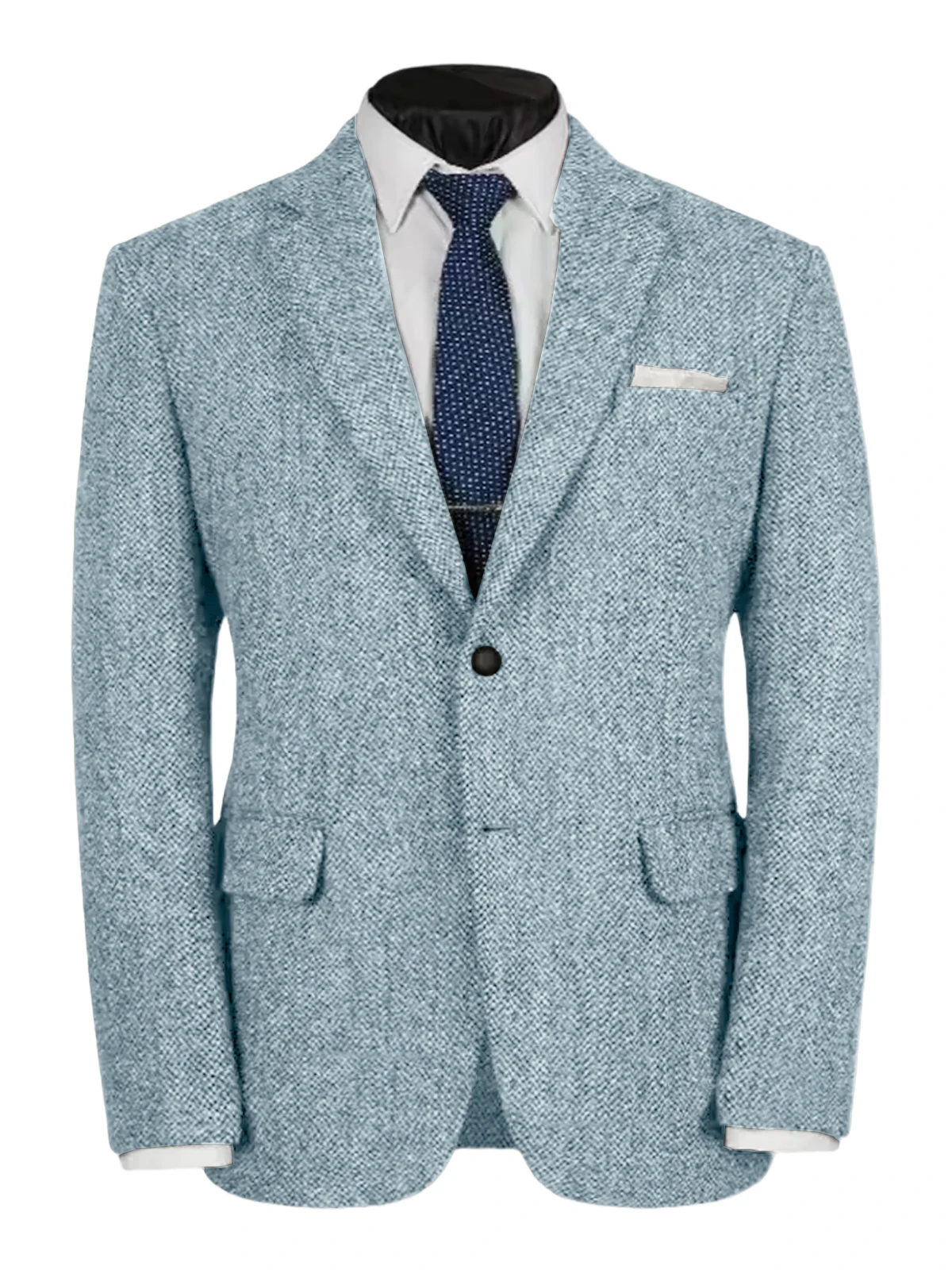 เสื้อสูทผู้ชายลายก้างปลา สำหรับงานพรอม ทักซิโด้ ผ้าวูลทวีด กระดุมแถวเดียว สไตล์ทางการ สำหรับงานแต่งงาน (เฉพาะเสื้อ) ขายดี