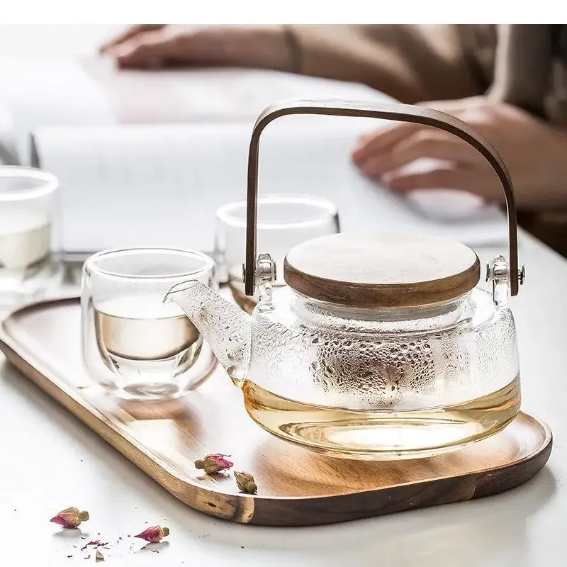 Japanese Style Glass Tea Set 1 Teapot 4 Cups High Temperature Resistant Living Room Office Kung Fu Exquisite Gift