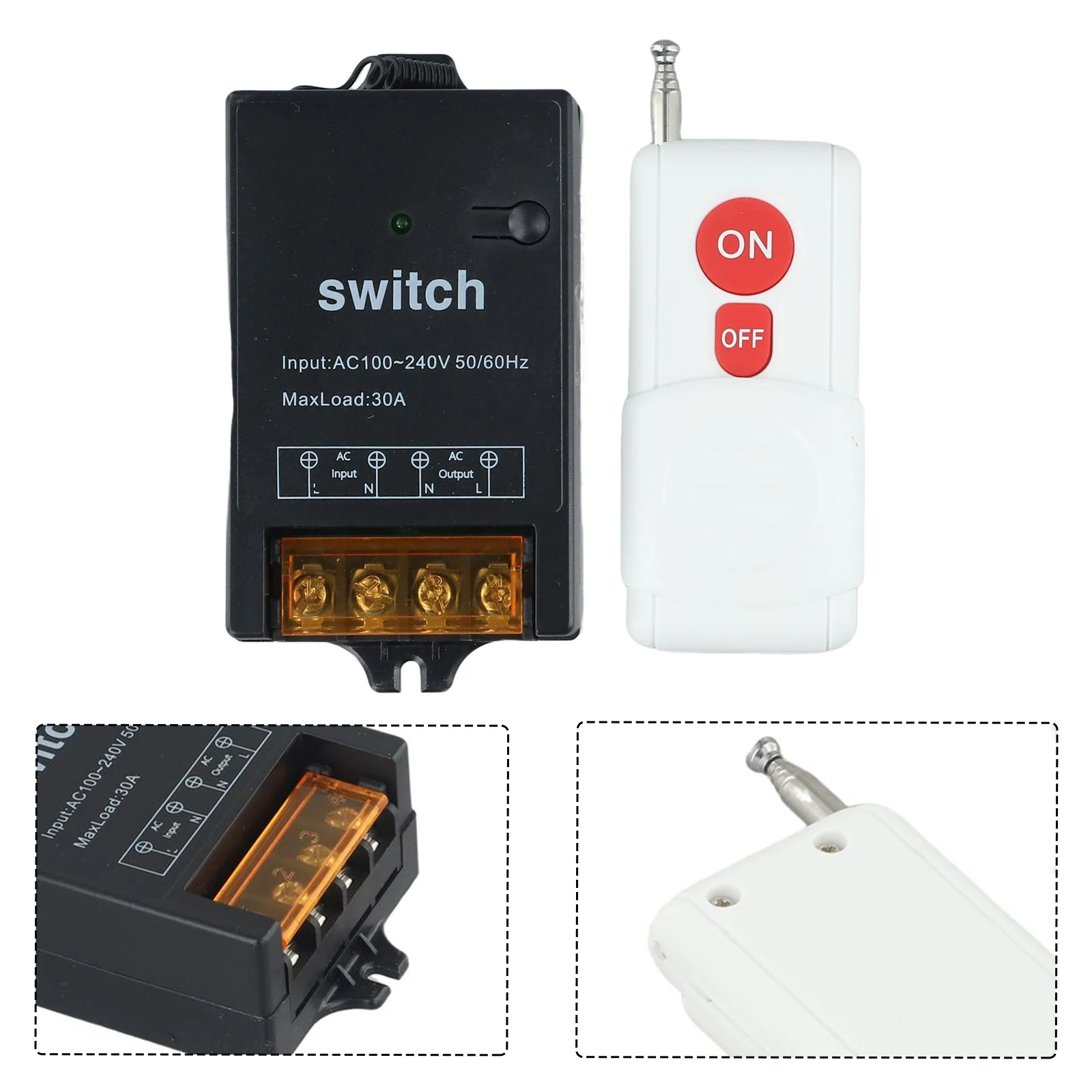 DC 12v Wireless Remote Control Switch 30A High Power Remote Control Switch Single Channel AC100-240V500 Circuit Breaker