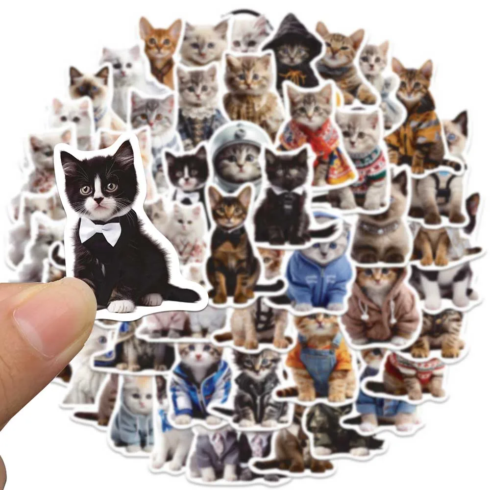 50pcs Cute Kids Stickers Funny Animal Cats Stickers For Laptop Water Bottle Luggage Diary Phone Waterproof Graffiti