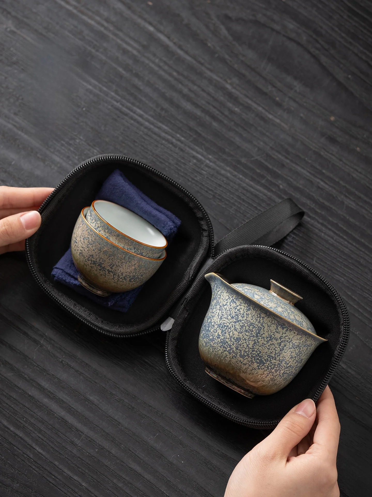 

Portable Travel Tea Set Outdoor Camping Single Person Drinking Quick Guest Cup One Pot Two Cups Ceramics Xiyuanji Brand