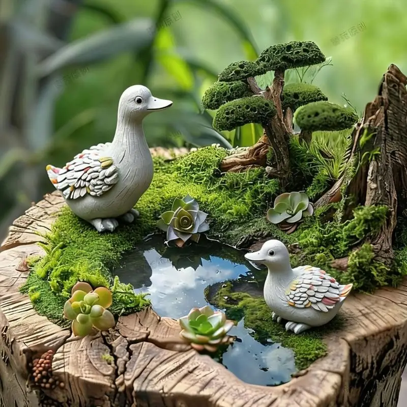 Entenfiguren aus Kunstharz, Entenstatuen für die Gartendekorationen, lustige Tierskulpturen, Yart-Kunst-Ornament, B03E – Detail 3