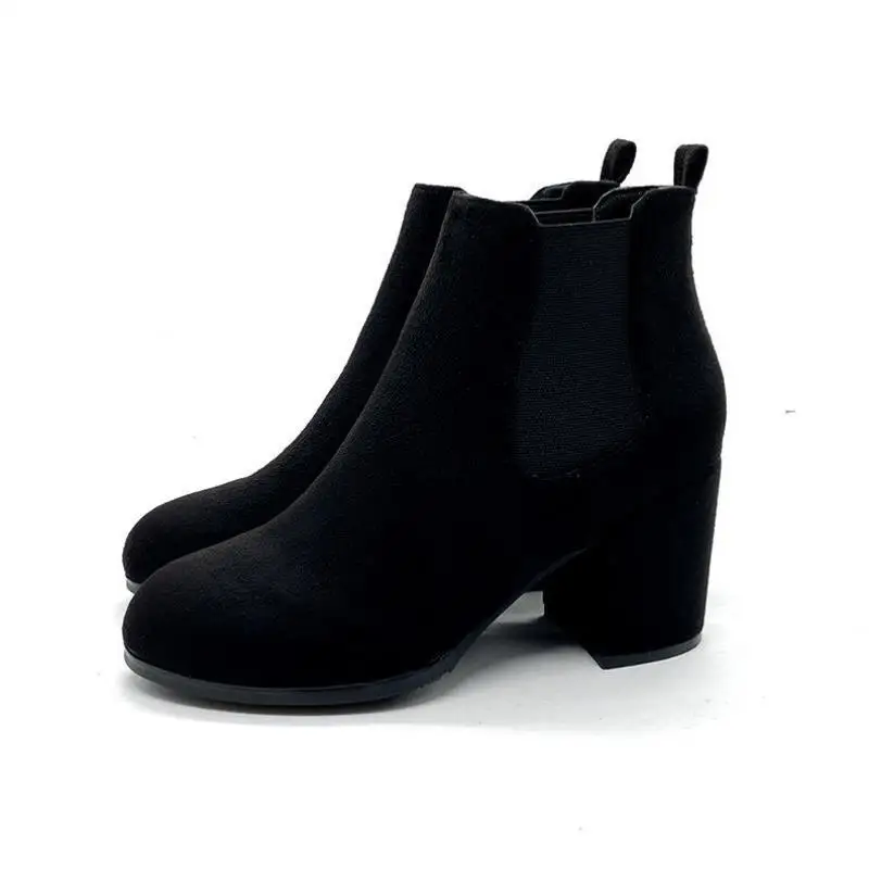 

Bla round Toe ort Boots Cross-Border Sle Flat Heel Faion Boots for Women Spring Autumn Season Synthetic Material