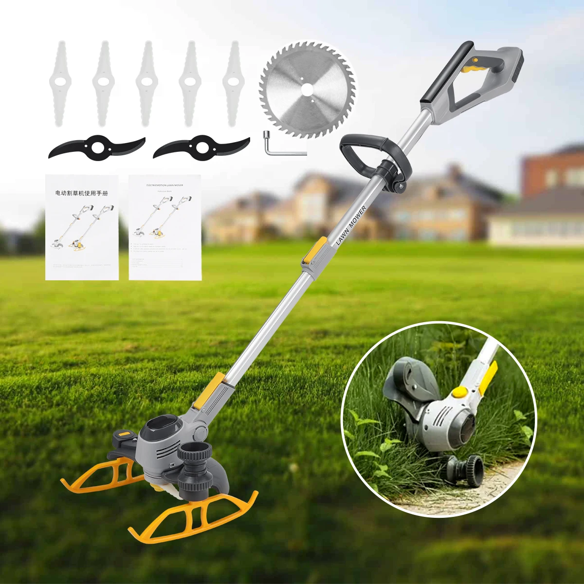 Cortador de Grama Elétrico com Display Led sem Fio Grama Aparador Poda de Jardim Cortador Ferramenta para Makita Bateria 18v