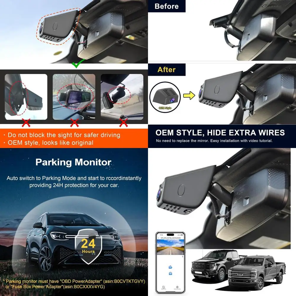 

F150 Dash Cam 4K Custom fit for Ford F150 2018-2025 F250/F350/F450 Super Duty 2020-2026 XLT Lariat King Ranch Raptor Limited Pla