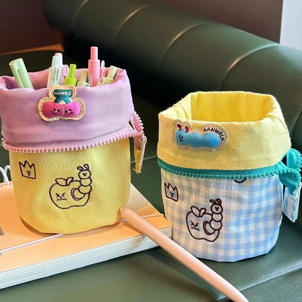 Journey To The West Pen Holder Pen Container Storage Bucket Canvas Pen Case Comestic Bag Kawaii Pencil Pouch Makeup Brushes