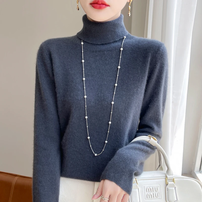 

100% чистая мериносовая шерсть, водолазка, пуловер, осень-зима, сохраняющий тепло, кашемировый свитер, женская повседневная вязаная мягкая женская куртка, топы