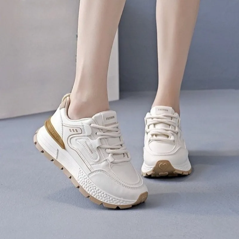 

1 Pair Fashionable Sporty Women's Casual Shoes Thick Bottom Heightening Running Comfortable Rubber Upgraded Version Dad Shoes