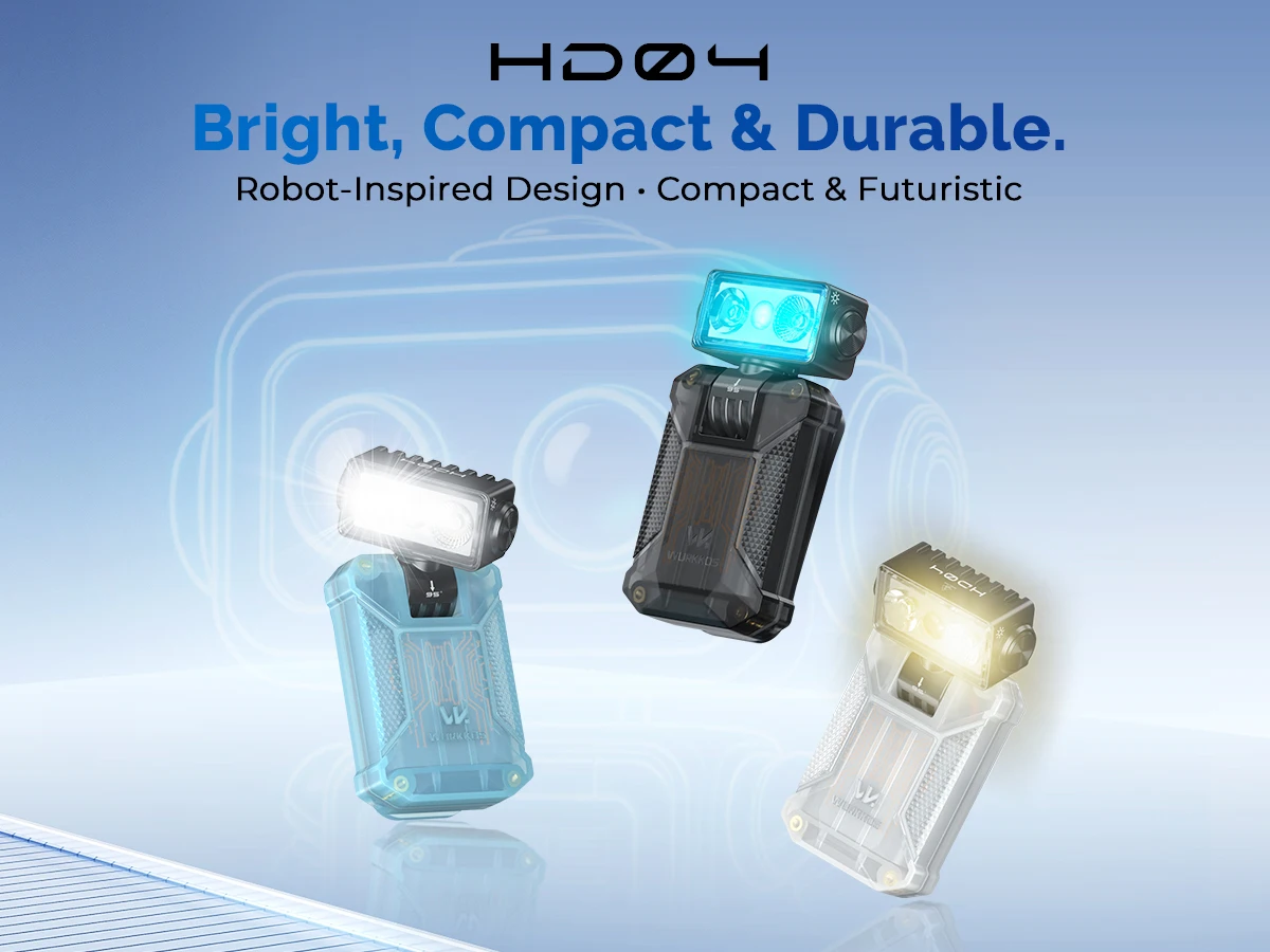 Wurkkos HD04 EDC Robot Flashlight 750LM 180° Rotating Head With Magnetic Tail RGB Portable Pocket Flashlight Type-C Rechargeable