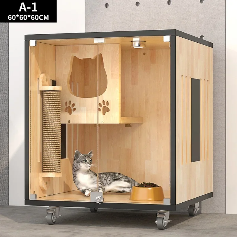 Solid Wood Cattery Pet Showcase Cat Pet Breeding House Cat Villa