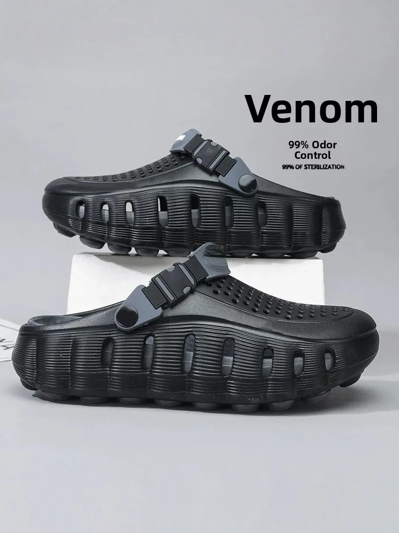 

Men's Summer Outdoor Thick Bottomed Toe-Shielded Slippers Sporty Anti-Slip Wear-Resistant Beach Sandals Breathable EVA Slip-O...