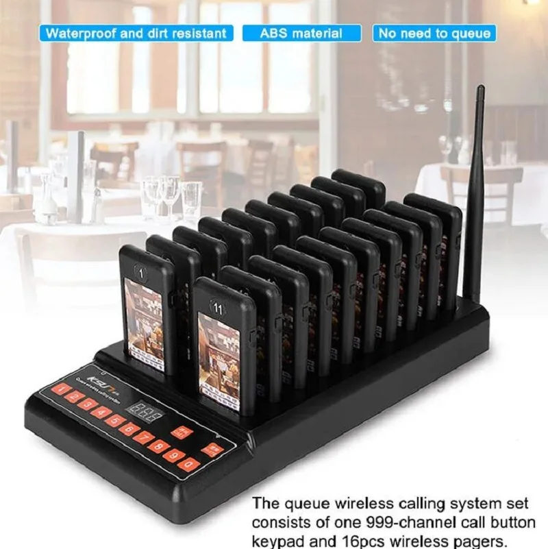 KSXQ20Q نظام إدارة طابور المطاعم اللاسلكي 433 ميجا هرتز بطاقة النداء مطعم طابور