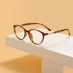 Fashion Plastic Oval Spectacle Frames TR90 Lightweight Women Men Leopard Clear Eyeglasses For Optical Prescription Lenses