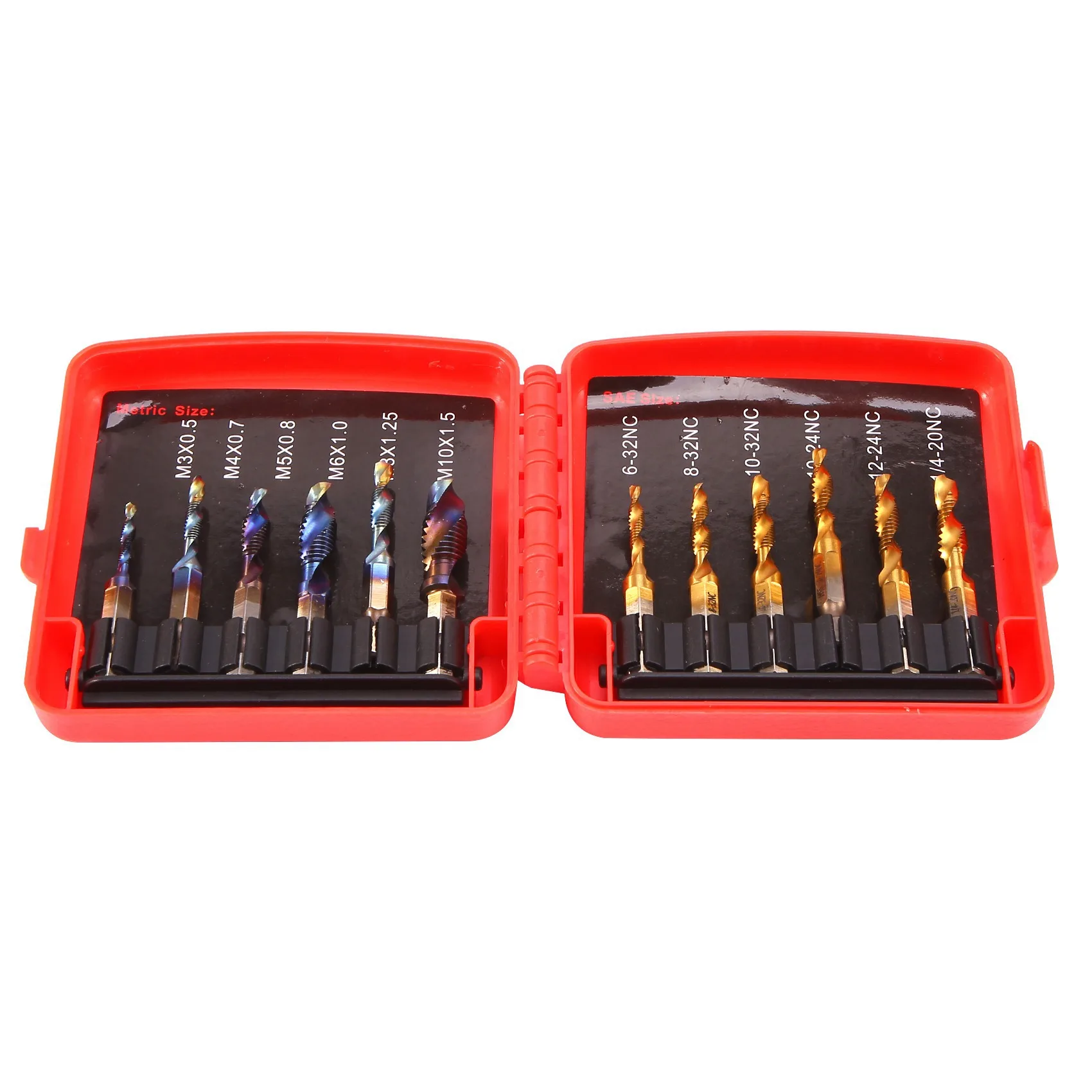 ชุดสว่านแบบรวม Tap & Tap Bit Set ไทเทเนียมเคลือบสกรูแตะเครื่องมือ Bit สําหรับเจาะ Tapping Countersinkin เครื่องมือ