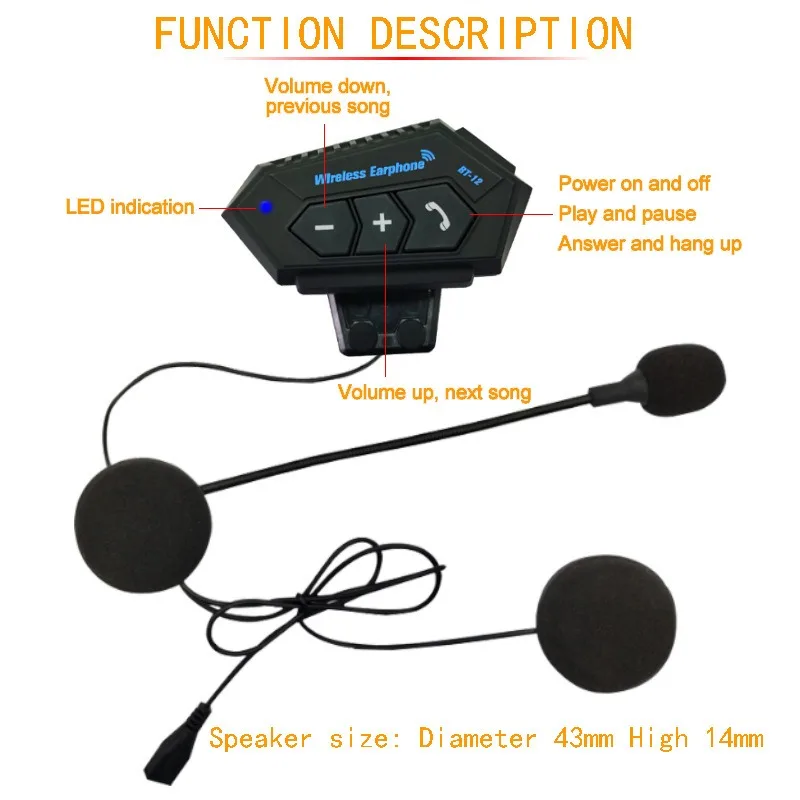 Universal for Motorcycle BT Helmet Headset Wireless Hands-free Talk Kit Stereo Anti-jamming Waterproof Music Player Speakers